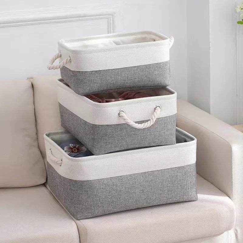 3 PCS Versatile Double-layered Linen Laundry Basket