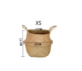 Seaweed Wicker Basket Rattan Hanging Flowerpot  Dirty Clothes Storage Brownstick