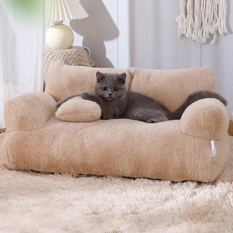 Super Soft Cat & Dog Bed - Washable, Non-Slip Sofa with Detachable Cover Brownstick