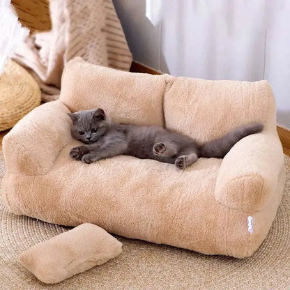 Super Soft Cat & Dog Bed - Washable, Non-Slip Sofa with Detachable Cover Brownstick