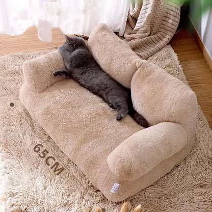 Super Soft Cat & Dog Bed - Washable, Non-Slip Sofa with Detachable Cover Brownstick