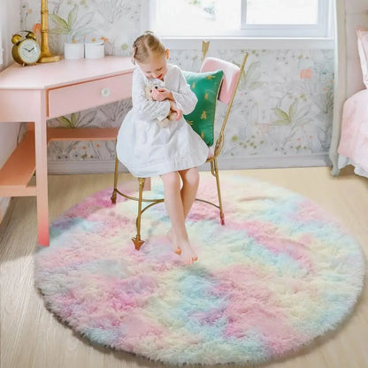 Super Soft Plush Round Rug – Fluffy White Carpet for Living Room & Bedroom