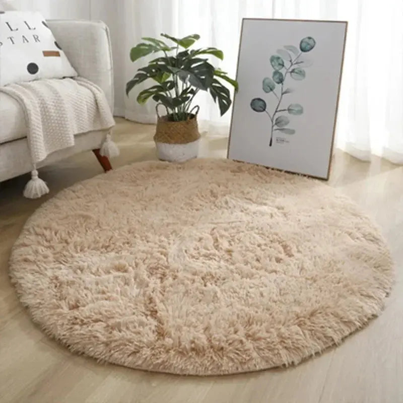 Super Soft Plush Round Rug – Fluffy White Carpet for Living Room & Bedroom