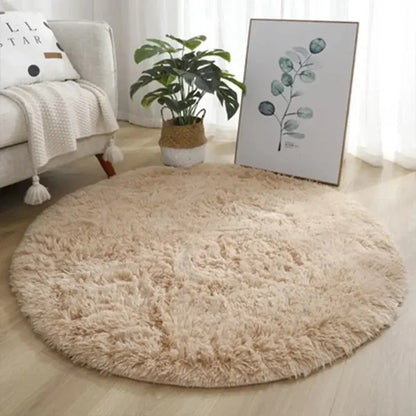 Super Soft Plush Round Rug – Fluffy White Carpet for Living Room & Bedroom