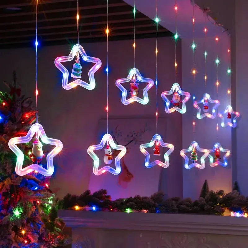 USB LED Christmas String Lights – Star & Santa Garland for Room Decor Brownstick