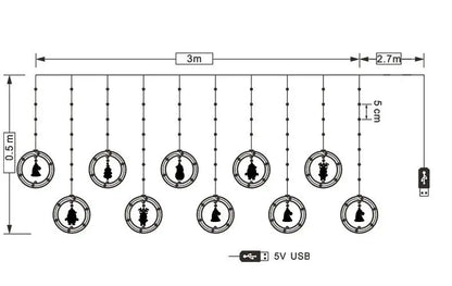 USB LED Christmas String Lights – Star & Santa Garland for Room Decor Brownstick