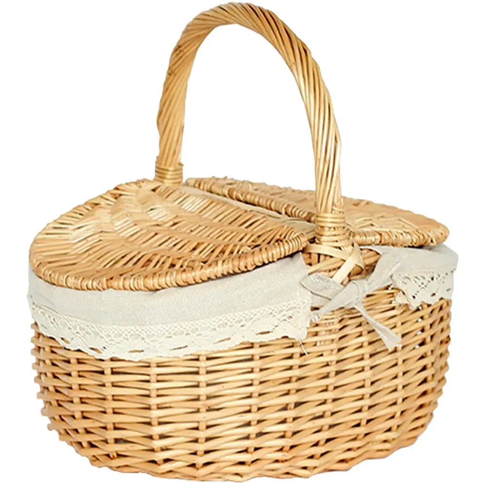 Wicker Picnic & Fruit Storage Basket - Multi-Function Easter Snack Container Brownstick