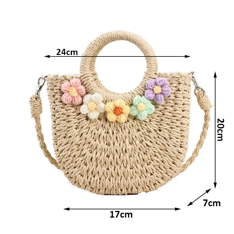 Women’s Handwoven Rattan Bag – Straw Beach Purse for Summer & Boho Style Brownstick