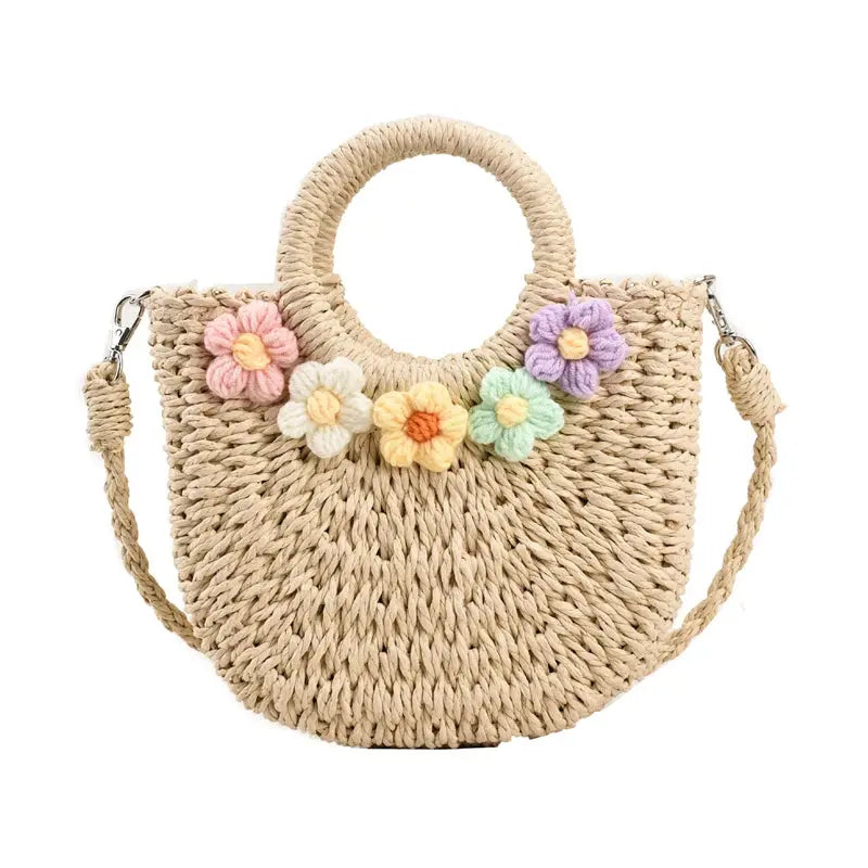 Women’s Handwoven Rattan Bag – Straw Beach Purse for Summer & Boho Style Brownstick