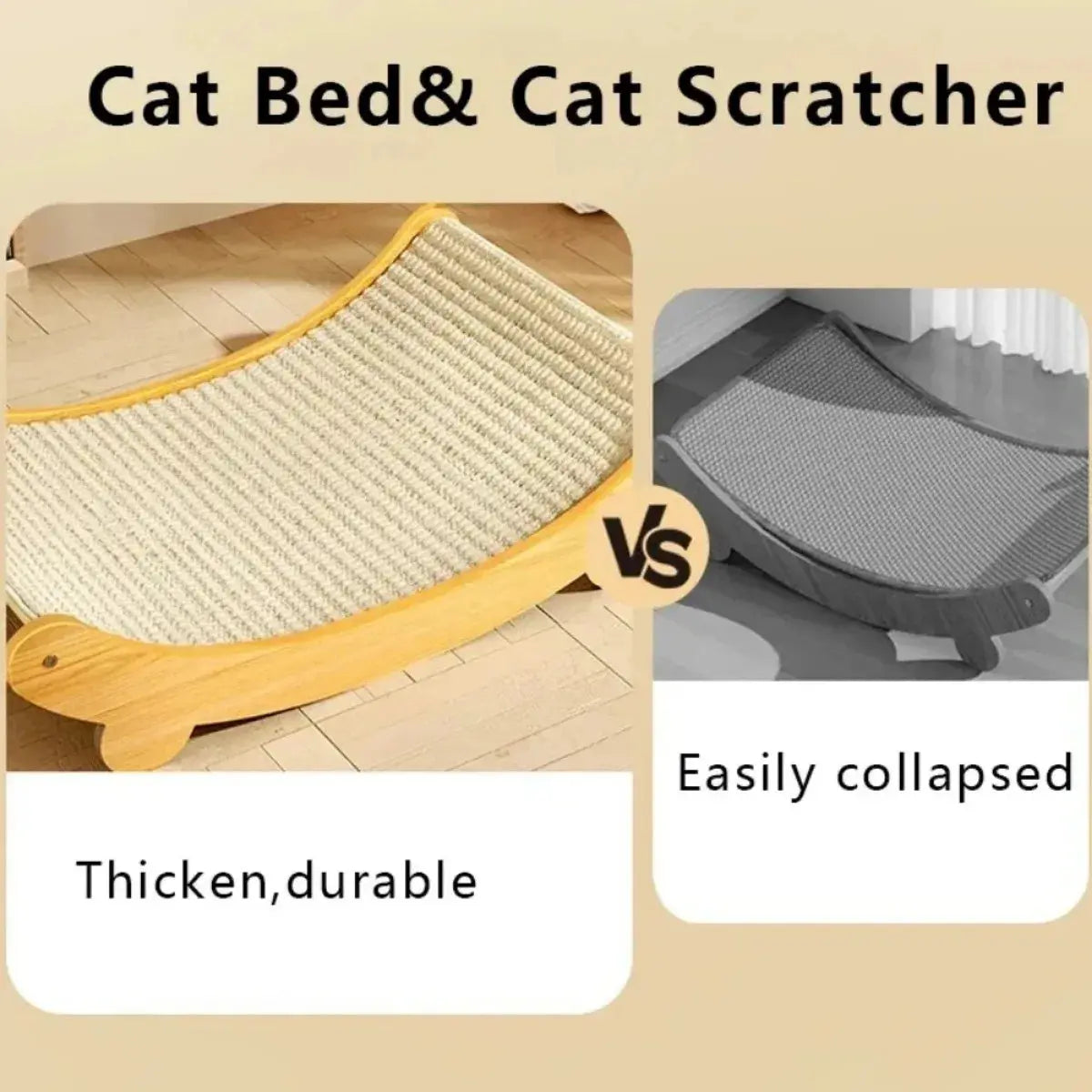 Wooden Cat Scratching Pad & Bed - Multifunctional, Wear-Resistant Board Brownstick