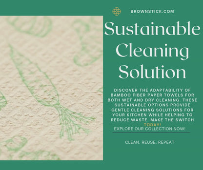 Reusable Bamboo Fiber Paper Towels - Strong Absorbent Wet & Dry Cleaning Cloths